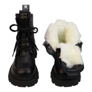 2025秋冬加绒羊毛马丁靴东北抗寒零下40度防滑厚底增高女鞋时尚
