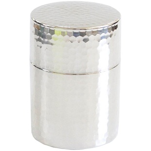 日本制进口相泽工坊锤目纹手工不锈钢18-8茶叶罐双层密封罐茶则