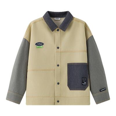 【达人推荐巴恩风软牛仔】MANHOJIA男童女童学院复古工装牛仔外套