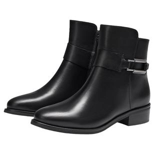 KISSCAT接吻猫增高复古棕色靴子美拉德锁扣通勤高级真皮短靴女