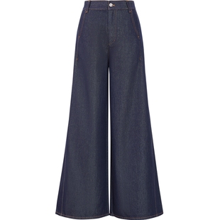 【汉麻三醋酸牛仔】阔腿裤显瘦拖地裤DOUBLOVE贝爱24早秋新款