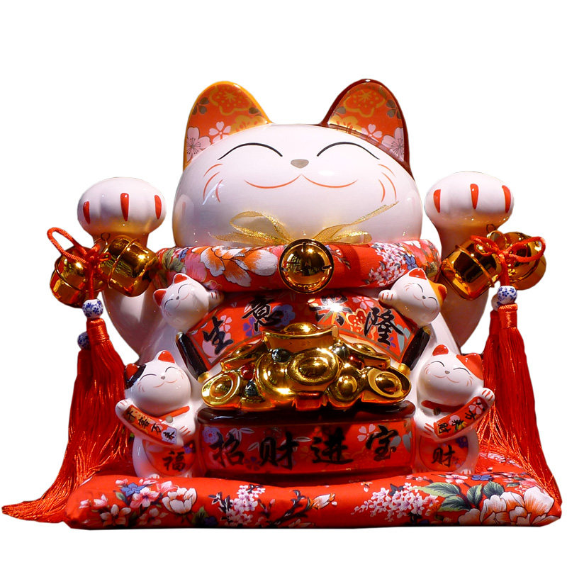 正版陶瓷招财猫摆件大号存钱罐