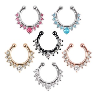 鼻钉无洞假贴印度首饰女防过敏鼻环镶钻欧美穿刺clip nose ring