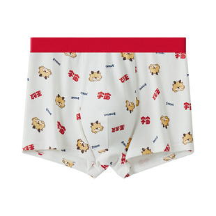 红豆红儿童内裤本命年大红色男童宝宝裤衩蛇年学生纯棉裆平角短裤