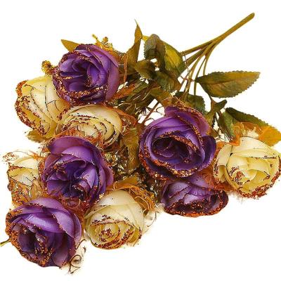 欧式客厅茶几婚庆玫瑰盆栽假花