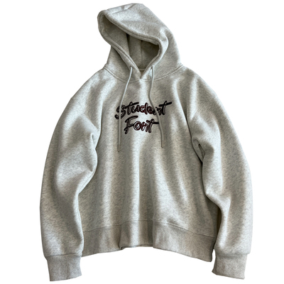 复古灰色减龄字母连帽套头卫衣女