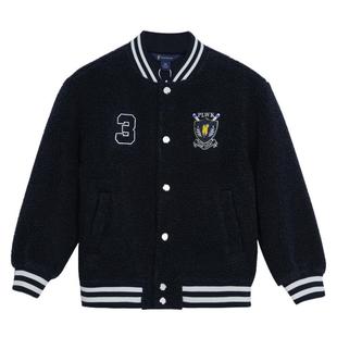 POLOWALK童装儿童休闲棒球服秋冬新款男女童学院风摇粒绒大童外套