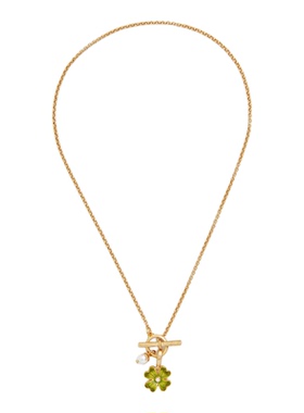 幸运四叶草珍珠珐琅彩OT扣项链