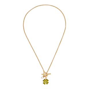 【9折上新】Fable幸运四叶草珍珠珐琅彩OT扣项链女款吊坠轻奢小众