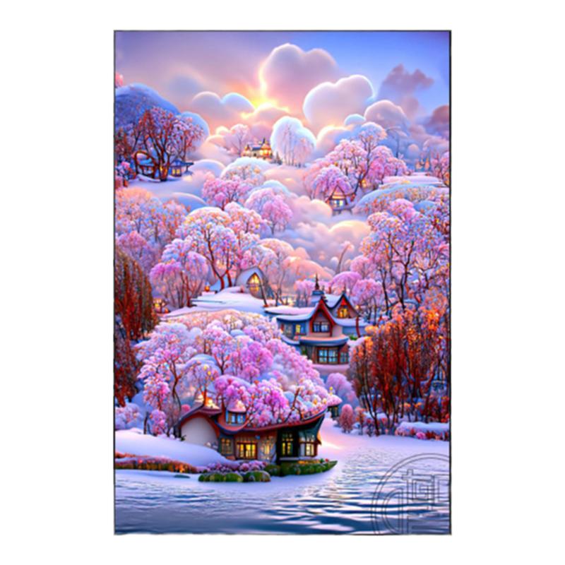 钻石画满钻唯美风景小屋