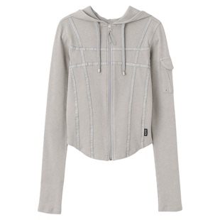 SCULPTOR 韩国春季连帽修身针织上衣复古显瘦短款外套MUSINSA