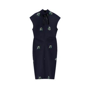 【SALE】【AO YES】蕾虎刺绣盘扣蝴蝶结连衣裙百搭秋冬女装裙子