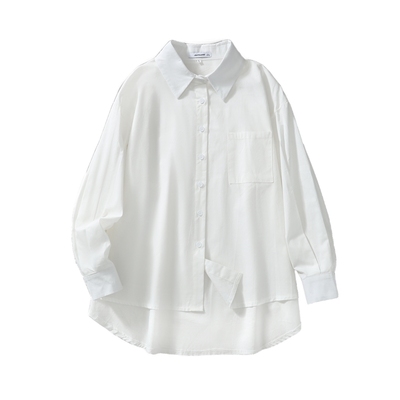 真维斯女装纯棉白色通勤长袖衬衫