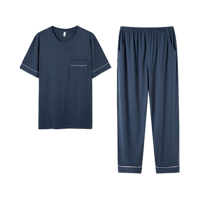 莫代尔男士睡衣夏款短袖棉家居服