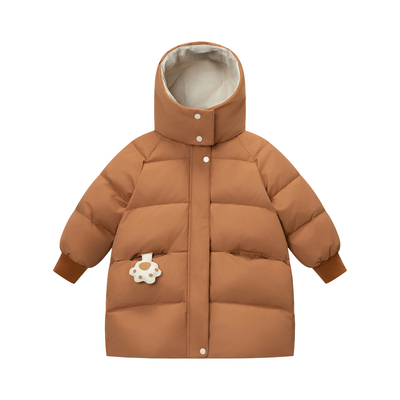 鸭鸭儿童羽绒服女童中长款过膝可爱加厚冬季新款宝宝小童装外套GM