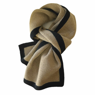 法式简约围脖女款2025新款黑白针织毛线围巾女冬季保暖情侣小百搭