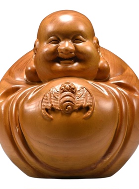红花梨实木雕大肚弥勒摆件