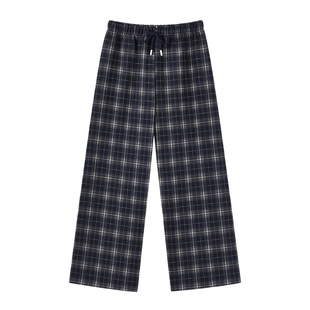 秋水伊人时尚百搭风松紧裤子2025年冬季新款女简约加绒格纹休闲裤