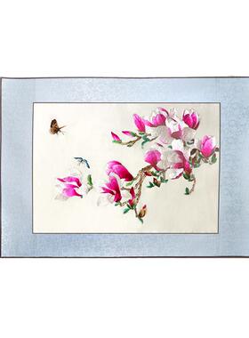 纯手工刺绣苏绣玉兰花装饰画