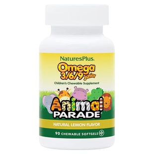 Omega369儿童鱼油软胶囊美国NaturesPlus DHA EPA 90粒眼睛注意力