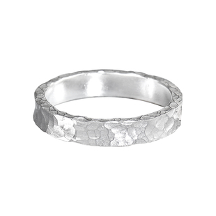 原创手工足银锤纹男女情侣戒指素银个性食指环时尚古法纯银ins潮