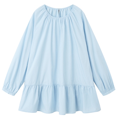 德玛纳通勤荷叶边纯棉娃娃衫女