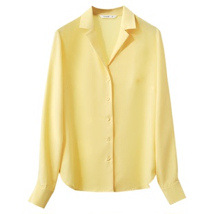 Amii2025夏新款通勤百搭西装领宽松雪纺衬衫女多巴胺色系衬衫上衣