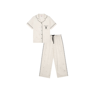 维密明星同款宅度假缎面水光绸印花丝滑短袖家居服睡衣套装女26春