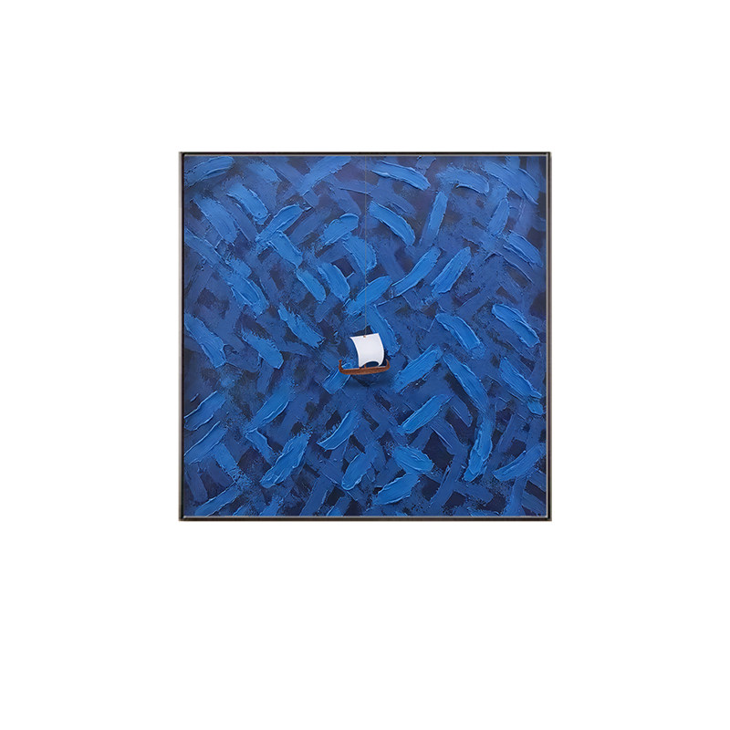 克莱因蓝大海立体小船客厅装饰画