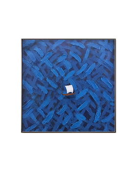 克莱因蓝大海立体小船客厅装饰画