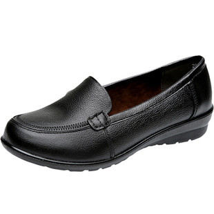 春季新款妈妈鞋真皮软底舒适平底中年皮鞋女中老年人女鞋奶奶单鞋