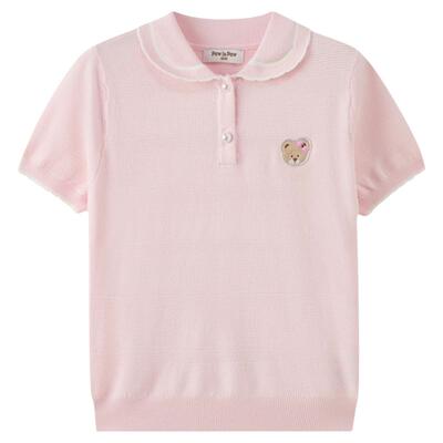 PawinPaw卡通小熊童装26年春夏季新款女童女宝宝基础翻领针织衫