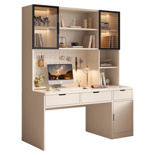 实木书桌书架家用一体桌学习桌书柜组合加厚电脑桌卧室儿童写字桌