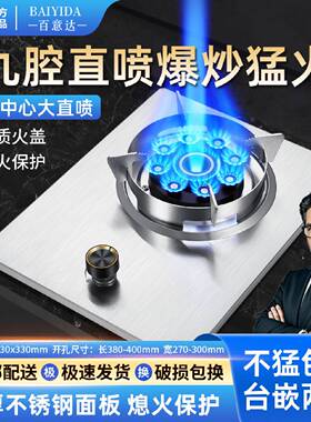 德国品牌猛火单灶九腔直喷燃气灶家用天然气液化气台嵌两用单炉具
