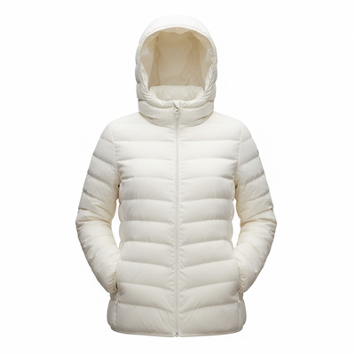 鸭鸭轻薄款羽绒服女纯色连帽外套