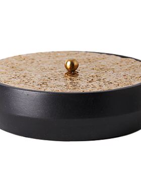 印度进口芒果木新中式圆形收纳罐