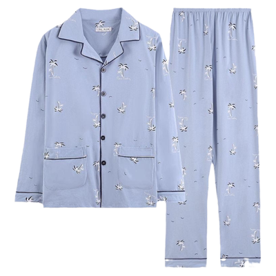 纯棉睡衣春秋季宽松男士
