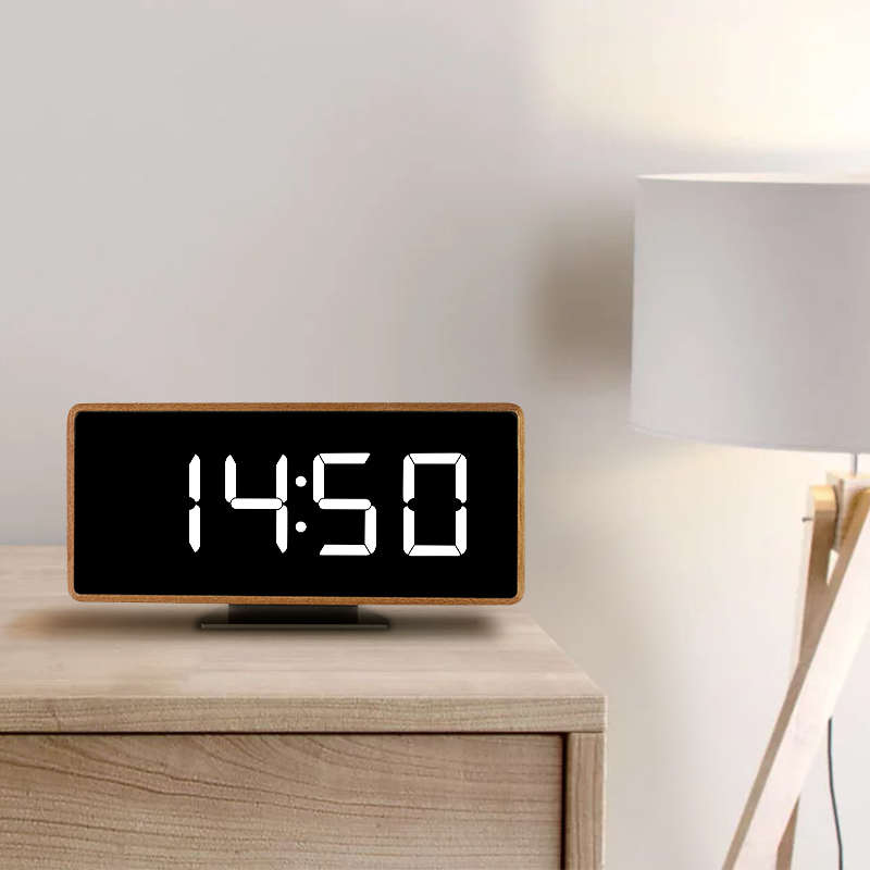 LED闹钟床头夜光电子数字时钟台式静音钟表桌面创意摆件现代简约
