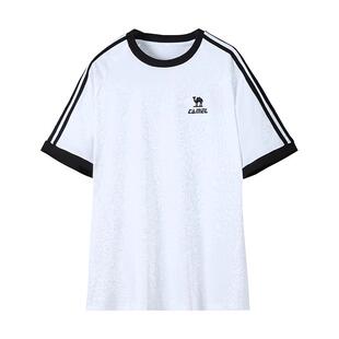 骆驼运动柔棉T神纯棉短袖时尚透气条纹T恤女生半身裙防晒短裙户外