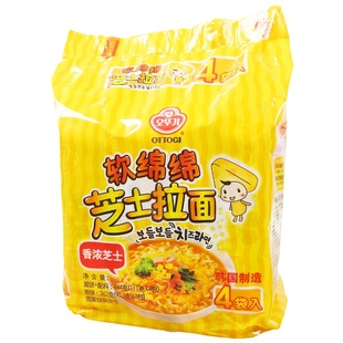 韩国进口方便面 OTTOGI不倒翁软绵绵香浓芝士拉面4连包袋装444g
