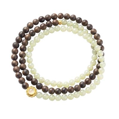 和田玉越南芽庄沉香木老山檀香木双圈108颗佛珠念珠项链女士手链