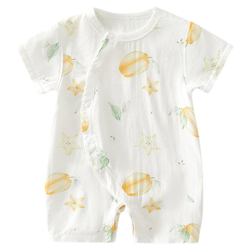 婴儿连体衣夏季薄款新生宝宝连体衣透气短袖竹棉纱布哈衣爬服睡衣