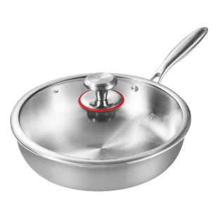 卡罗特平底锅316不锈钢牛排煎锅家用煎蛋饼锅炒菜锅无涂层电磁炉