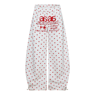 美式复古潮牌星星满印刺绣字母弯刀卫裤女宽松跳舞jazz阔腿裤子潮