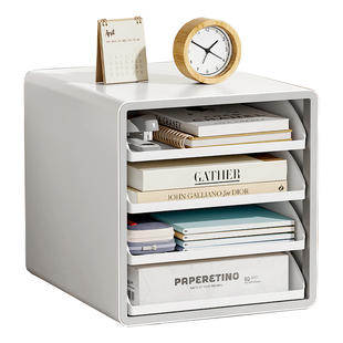 抽屉式桌面收纳盒办公室a4纸文件柜工位整理神器书桌上多层置物架