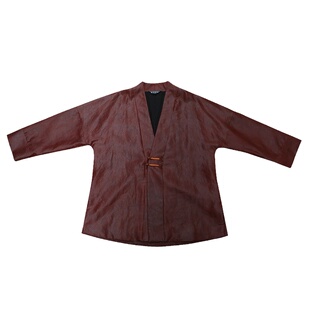 岁月生香 真丝红云纱中式复古短外套交叠领棉服上衣秋冬2023女款