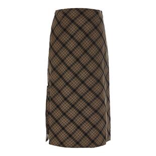 MOUSSY 2026早春新品复古格纹撞色直筒开衩半身裙女028IAA31-1031