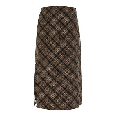 MOUSSY 2026早春新品复古格纹撞色直筒开衩半身裙女028IAA31-1031