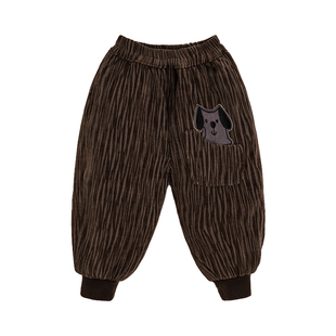 英格贝贝宝宝羽绒裤冬季男童裤子儿童休闲外出灯芯绒长裤90白鸭绒