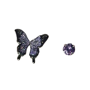 【定制款】永夜紫色蝴蝶耳钉女耳骨钉小巧迷你耳环925银耳饰2025